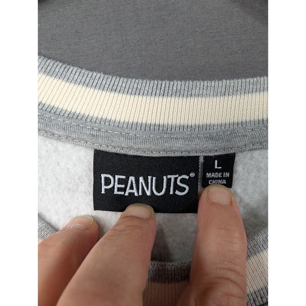 Peanuts Joe Cool Snoopy Gray Varsity Crewneck Sweatshirt Large 5810 - Picture 5 of 7